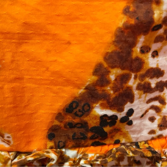Anthropologie Maeve Orange Tiger Leopard Big Kitty Print Babydoll Mini Dress XS - Picture 12 of 14